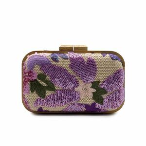 6948 Embroidered Sequin Flower Evening Bag Glitter Beaded Handbag Straw